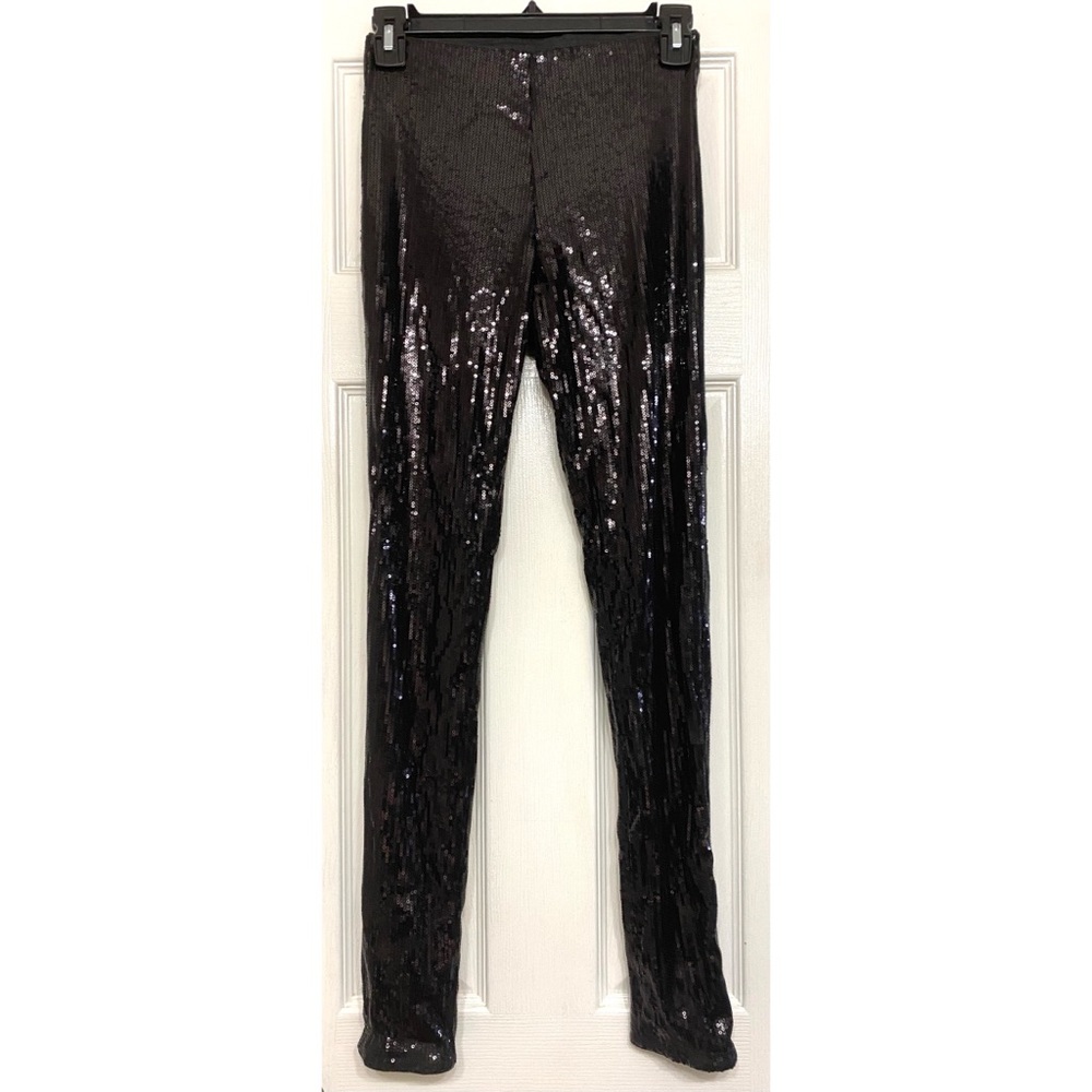 Black full sequin leggings